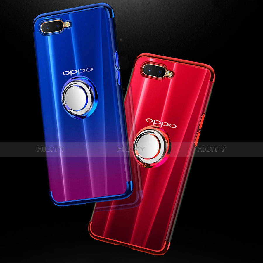 Custodia Silicone Trasparente Ultra Slim Cover Morbida con Magnetico Anello Supporto S01 per Oppo K1