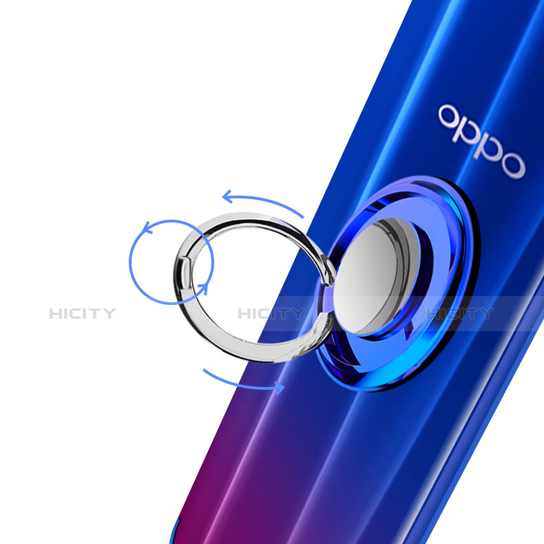 Custodia Silicone Trasparente Ultra Slim Cover Morbida con Magnetico Anello Supporto S01 per Oppo K1