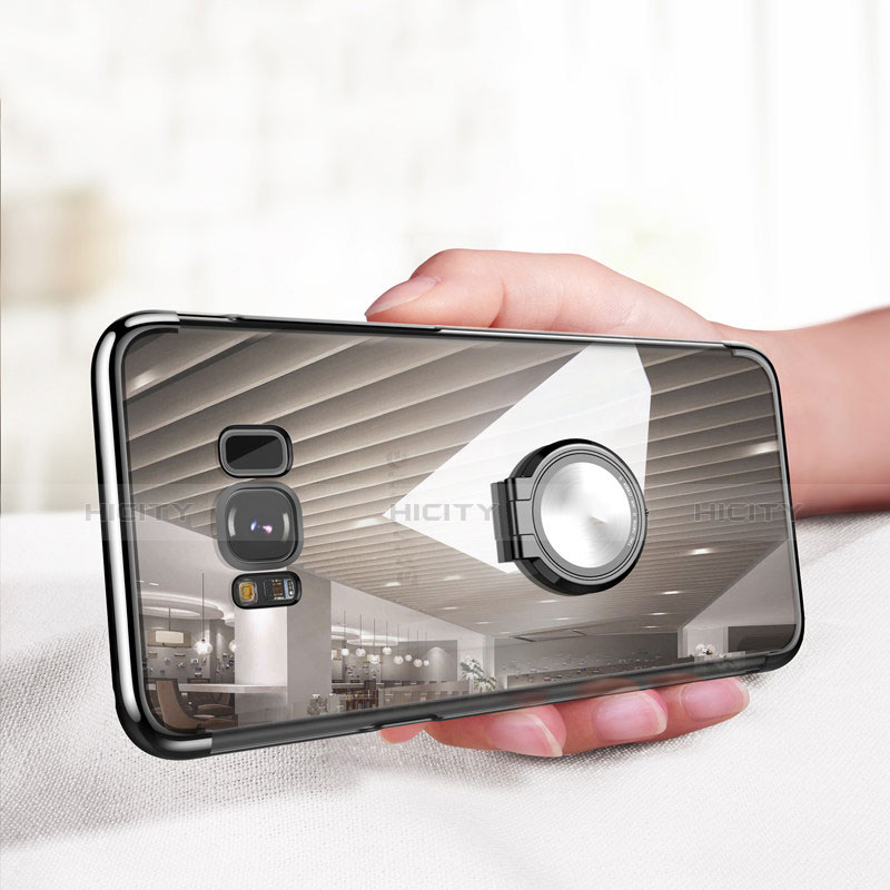 Custodia Silicone Trasparente Ultra Slim Cover Morbida con Magnetico Anello Supporto S01 per Samsung Galaxy S8