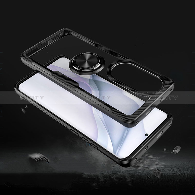 Custodia Silicone Trasparente Ultra Slim Cover Morbida con Magnetico Anello Supporto ZL1 per Huawei P50