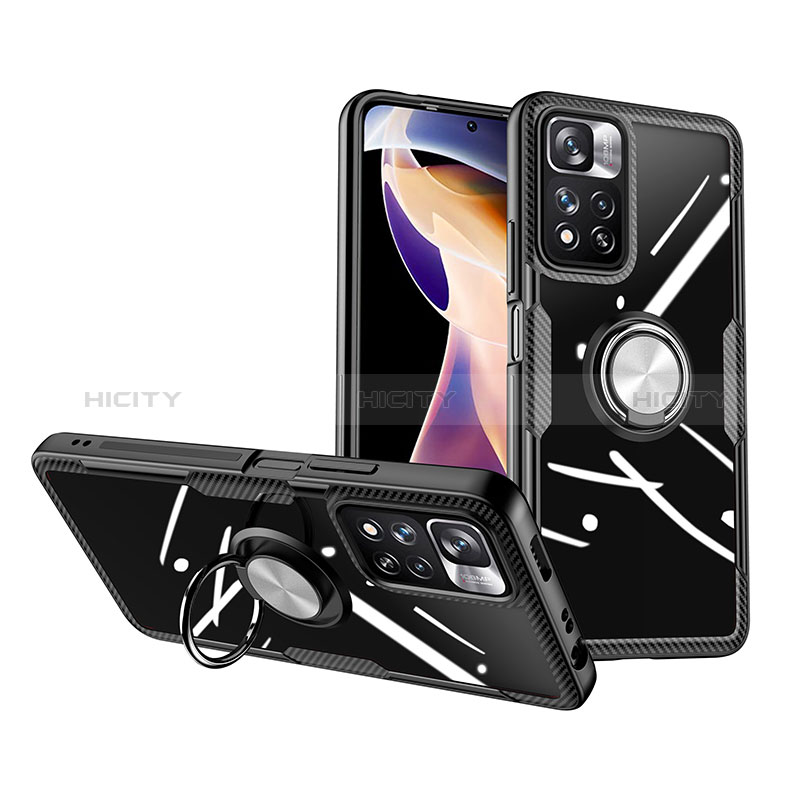 Custodia Silicone Trasparente Ultra Slim Cover Morbida con Magnetico Anello Supporto ZL1 per Xiaomi Mi 11i 5G (2022) Argento e Nero