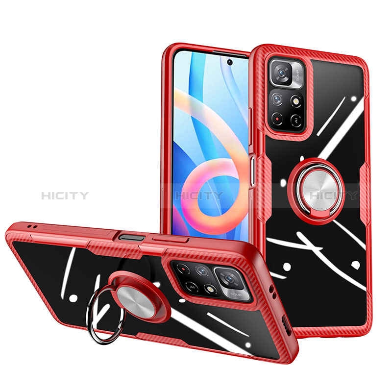 Custodia Silicone Trasparente Ultra Slim Cover Morbida con Magnetico Anello Supporto ZL1 per Xiaomi Poco M4 Pro 5G