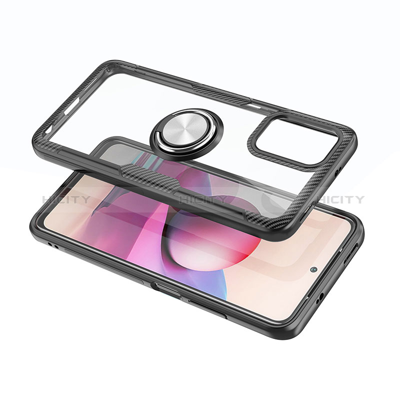 Custodia Silicone Trasparente Ultra Slim Cover Morbida con Magnetico Anello Supporto ZL1 per Xiaomi Poco M5S