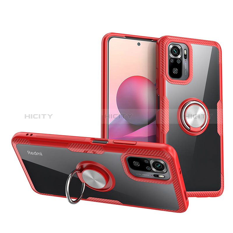 Custodia Silicone Trasparente Ultra Slim Cover Morbida con Magnetico Anello Supporto ZL1 per Xiaomi Poco M5S Rosso