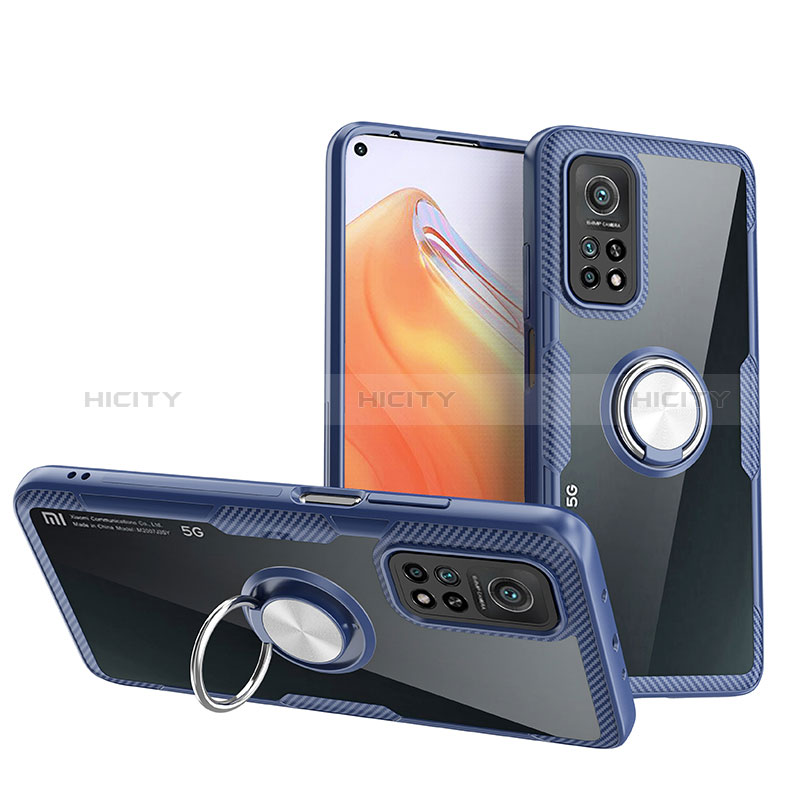 Custodia Silicone Trasparente Ultra Slim Cover Morbida con Magnetico Anello Supporto ZL1 per Xiaomi Redmi K30S 5G Argento e Blu