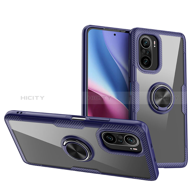 Custodia Silicone Trasparente Ultra Slim Cover Morbida con Magnetico Anello Supporto ZL1 per Xiaomi Redmi K40 Pro 5G