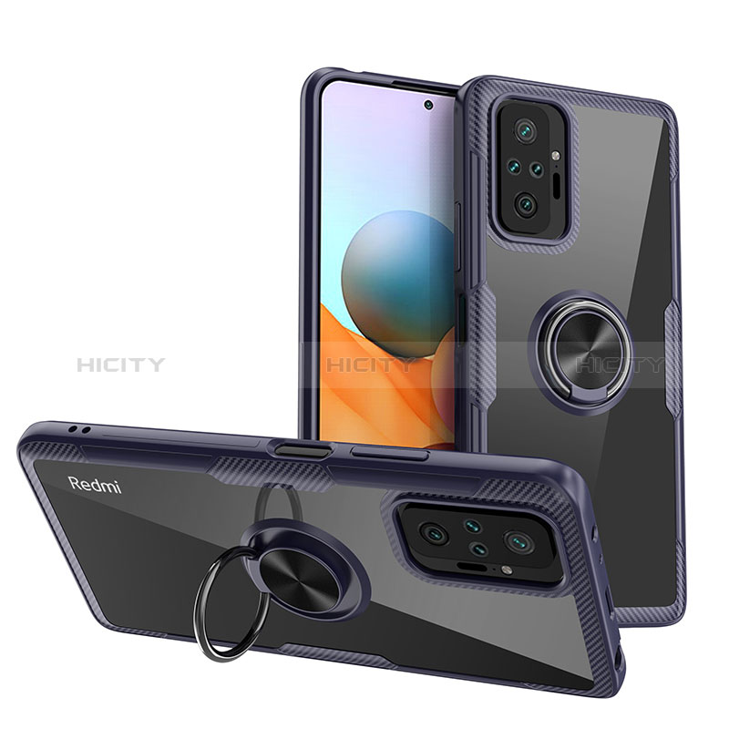 Custodia Silicone Trasparente Ultra Slim Cover Morbida con Magnetico Anello Supporto ZL1 per Xiaomi Redmi Note 10 Pro 4G