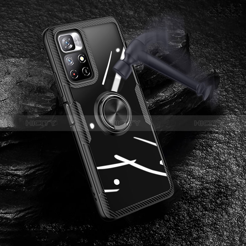 Custodia Silicone Trasparente Ultra Slim Cover Morbida con Magnetico Anello Supporto ZL1 per Xiaomi Redmi Note 11S 5G