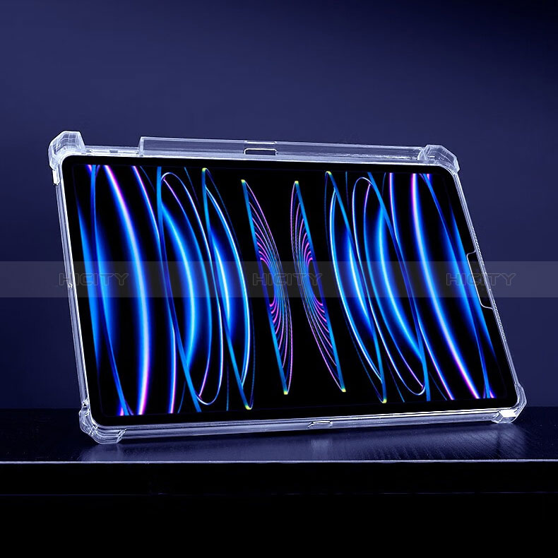 Custodia Silicone Trasparente Ultra Slim Cover Morbida con Supporto per Apple iPad Pro 12.9 (2022) Chiaro