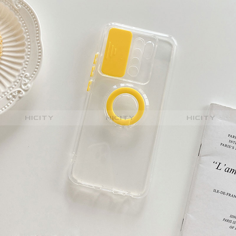 Custodia Silicone Trasparente Ultra Slim Cover Morbida con Supporto per Xiaomi Redmi 9 Giallo