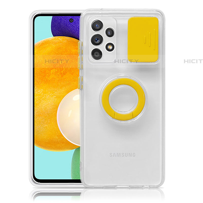 Custodia Silicone Trasparente Ultra Slim Cover Morbida con Supporto S01 per Samsung Galaxy A52 4G Giallo