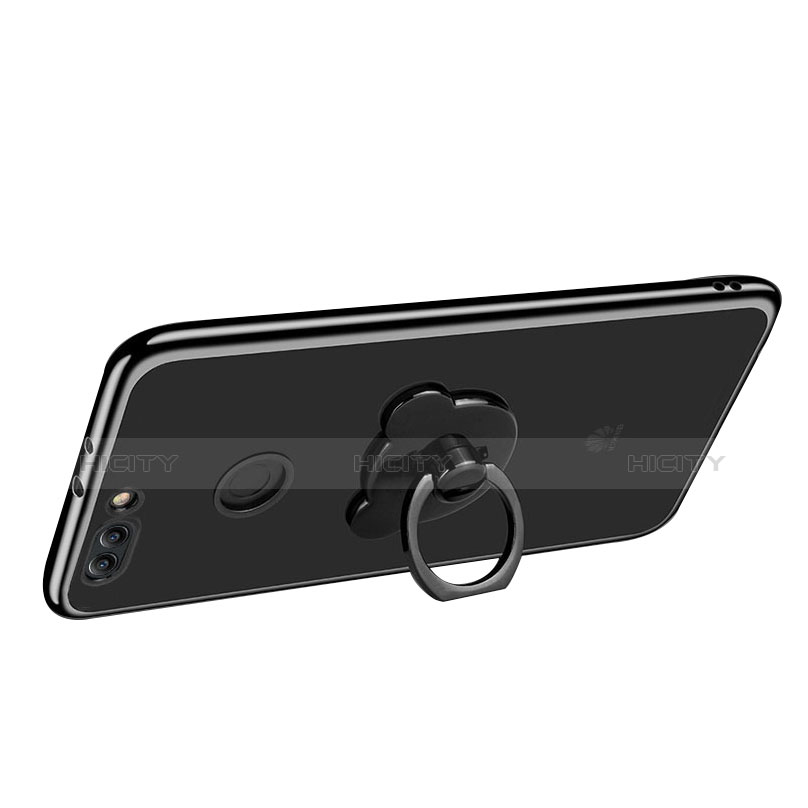 Custodia Silicone Trasparente Ultra Slim Morbida con Anello Supporto per Huawei Enjoy 8 Plus Chiaro