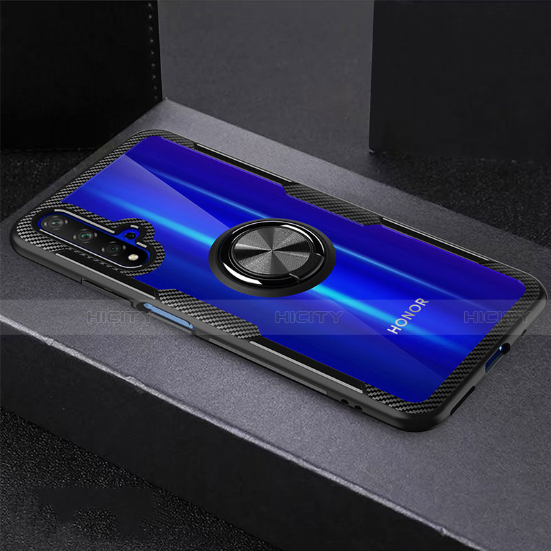 Custodia Silicone Trasparente Ultra Slim Morbida con Anello Supporto per Huawei Nova 5T Nero