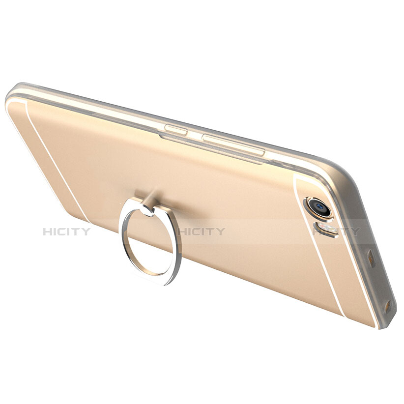 Custodia Silicone Trasparente Ultra Slim Morbida con Anello Supporto per Xiaomi Mi 5 Oro