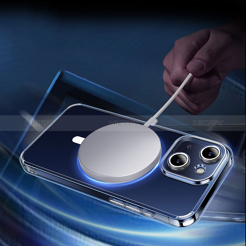 Custodia Silicone Trasparente Ultra Slim Morbida con Mag-Safe Magnetic e Pellicola Protettiva per Apple iPhone 14 Chiaro