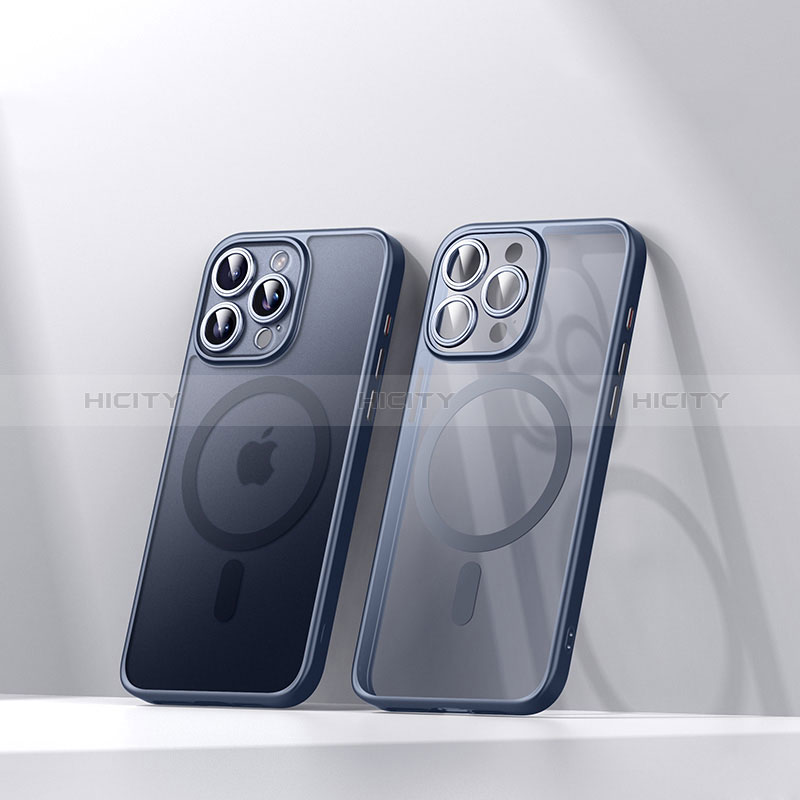 Custodia Silicone Trasparente Ultra Slim Morbida con Mag-Safe Magnetic LD4 per Apple iPhone 14 Pro Max Blu