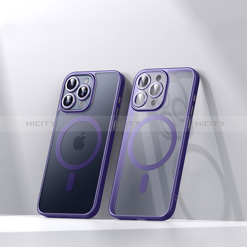 Custodia Silicone Trasparente Ultra Slim Morbida con Mag-Safe Magnetic LD4 per Apple iPhone 14 Pro Max Viola