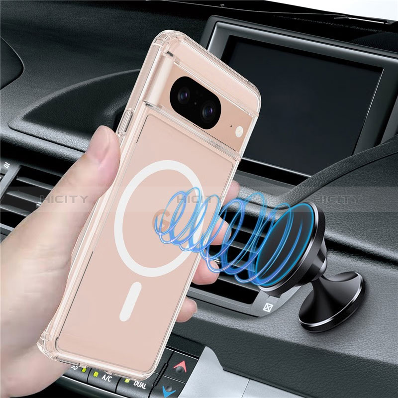 Custodia Silicone Trasparente Ultra Slim Morbida con Mag-Safe Magnetic per Google Pixel 8 5G Chiaro