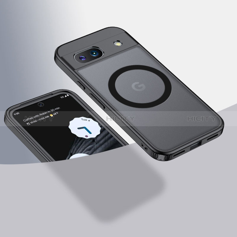 Custodia Silicone Trasparente Ultra Slim Morbida con Mag-Safe Magnetic QK1 per Google Pixel 8a 5G Nero