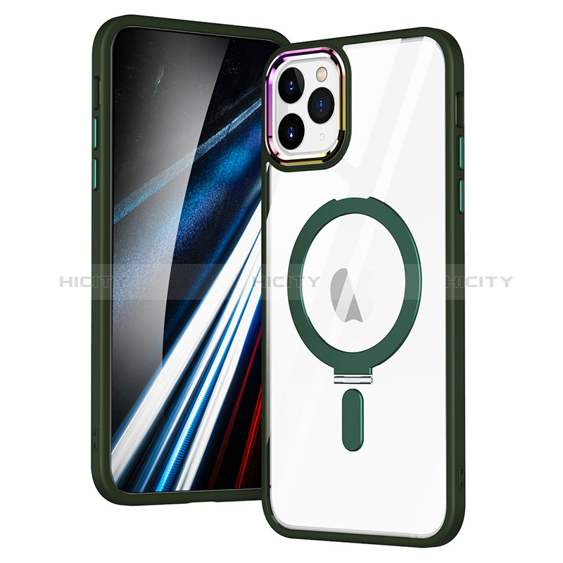 Custodia Silicone Trasparente Ultra Slim Morbida con Mag-Safe Magnetic SD1 per Apple iPhone 11 Pro Verde