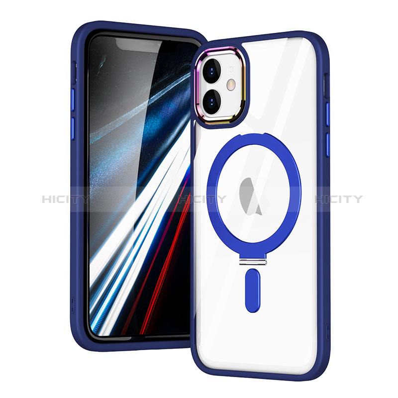 Custodia Silicone Trasparente Ultra Slim Morbida con Mag-Safe Magnetic SD1 per Apple iPhone 12 Blu