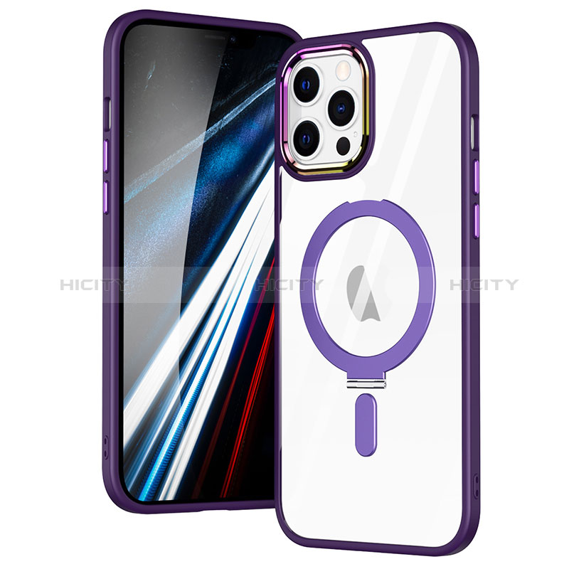 Custodia Silicone Trasparente Ultra Slim Morbida con Mag-Safe Magnetic SD1 per Apple iPhone 12 Pro Max Viola