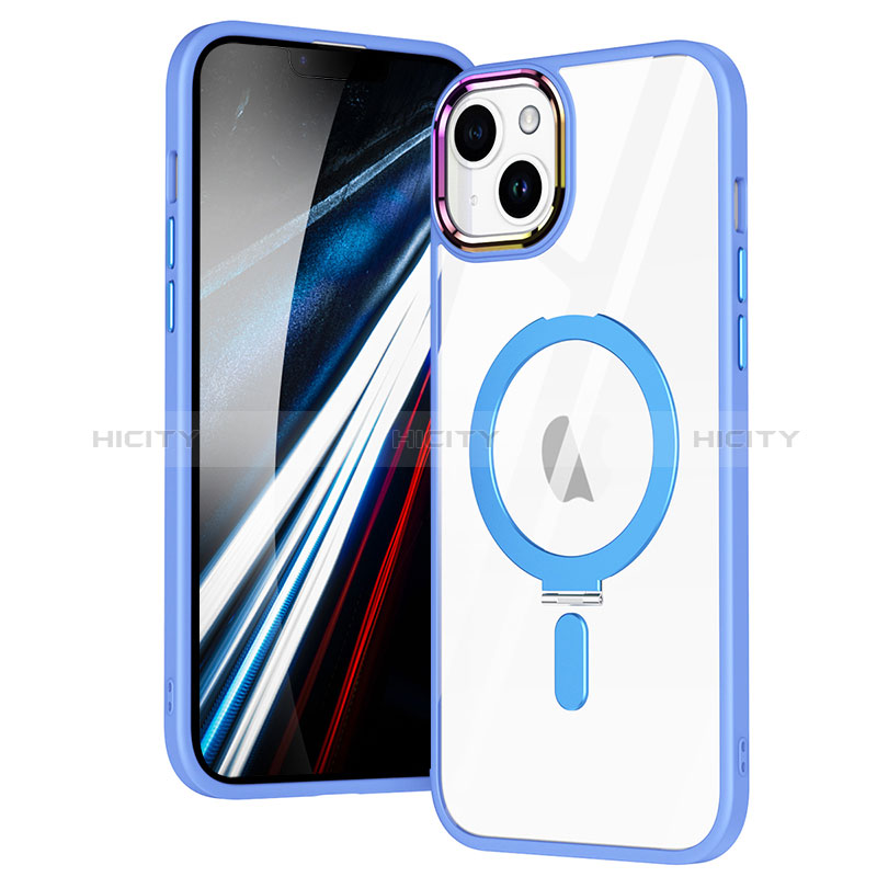 Custodia Silicone Trasparente Ultra Slim Morbida con Mag-Safe Magnetic SD1 per Apple iPhone 14 Cielo Blu