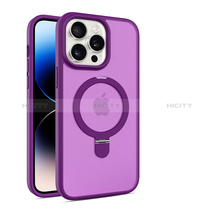 Custodia Silicone Trasparente Ultra Slim Morbida con Mag-Safe Magnetic T02 per Apple iPhone 14 Pro Max Viola