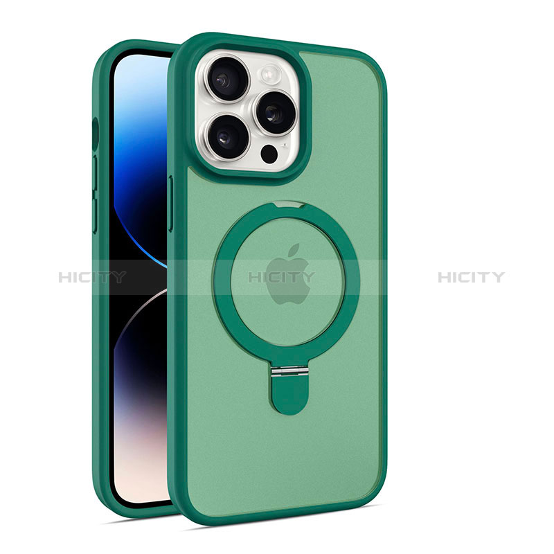 Custodia Silicone Trasparente Ultra Slim Morbida con Mag-Safe Magnetic T02 per Apple iPhone 15 Pro Verde