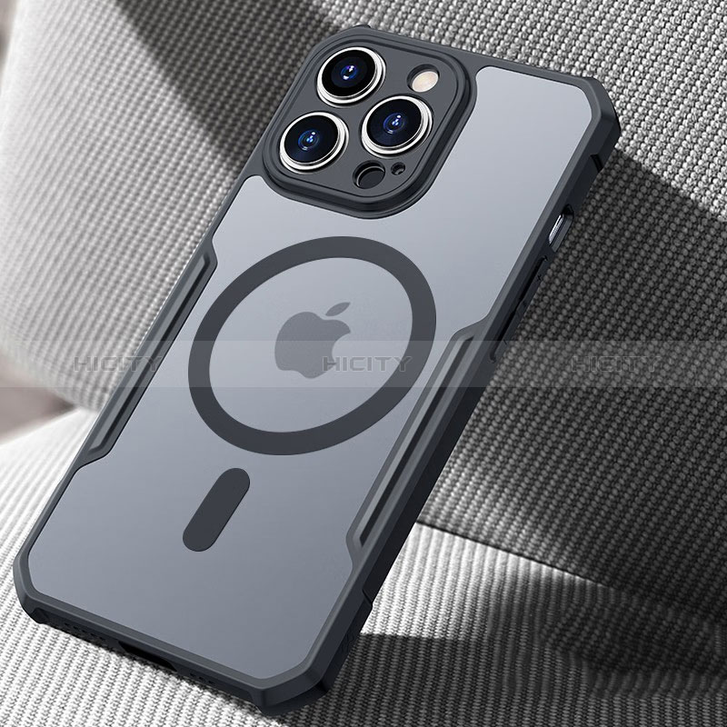 Custodia Silicone Trasparente Ultra Slim Morbida con Mag-Safe Magnetic XD6 per Apple iPhone 15 Pro Max Nero