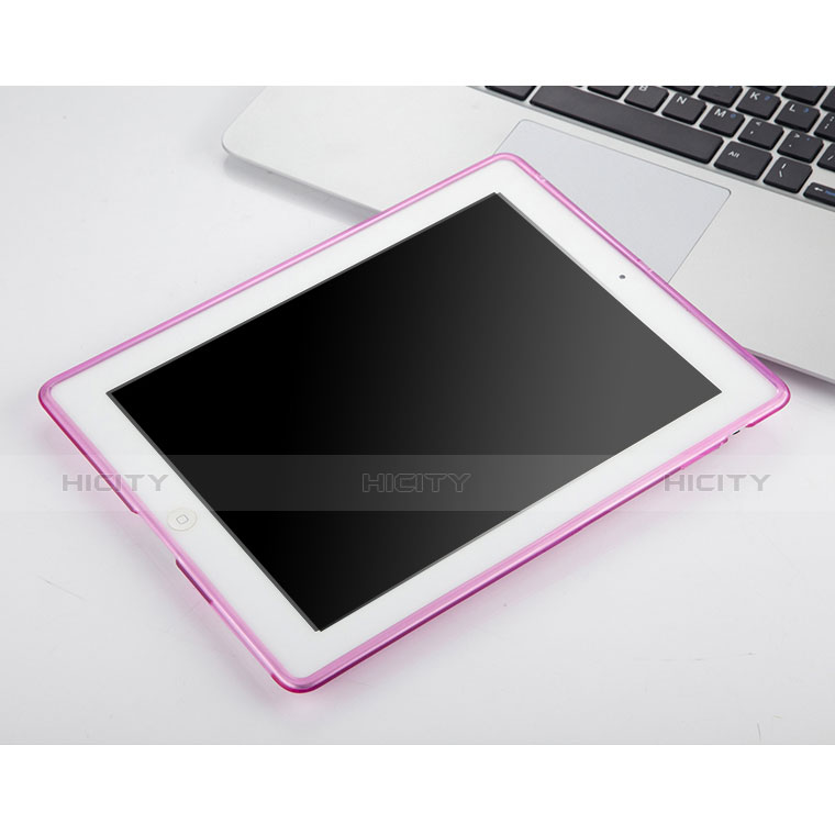 Custodia Silicone Trasparente Ultra Slim Morbida per Apple iPad 4 Rosa