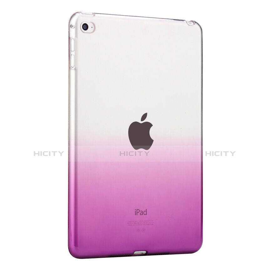 Custodia Silicone Trasparente Ultra Slim Morbida per Apple iPad Mini 4 Viola