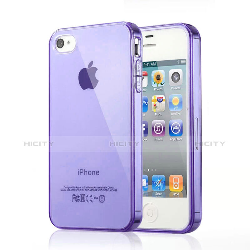 Custodia Silicone Trasparente Ultra Slim Morbida per Apple iPhone 4S Viola