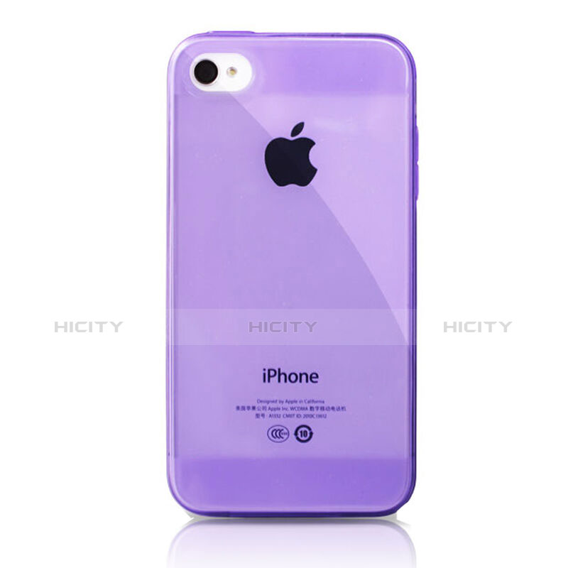 Custodia Silicone Trasparente Ultra Slim Morbida per Apple iPhone 4S Viola