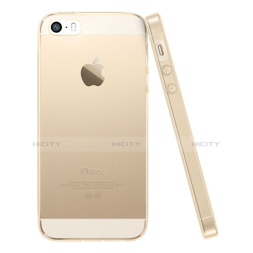 Custodia Silicone Trasparente Ultra Slim Morbida per Apple iPhone 5 Oro