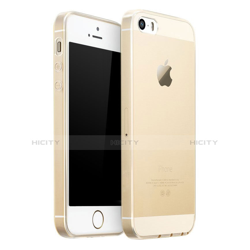 Custodia Silicone Trasparente Ultra Slim Morbida per Apple iPhone 5 Oro