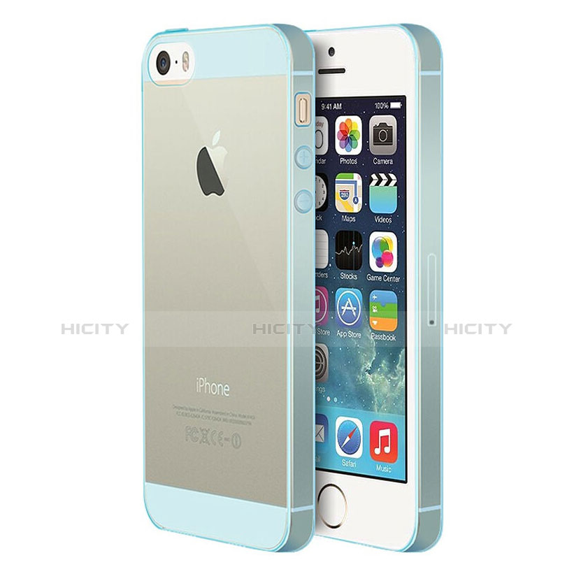 Custodia Silicone Trasparente Ultra Slim Morbida per Apple iPhone SE Blu