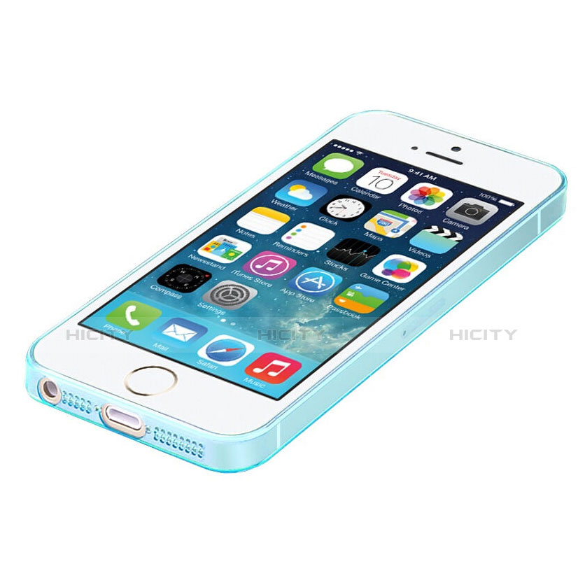 Custodia Silicone Trasparente Ultra Slim Morbida per Apple iPhone SE Blu