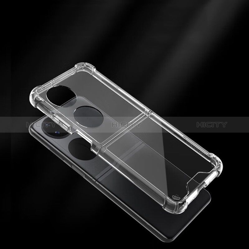 Custodia Silicone Trasparente Ultra Slim Morbida per Huawei P50 Pocket Chiaro