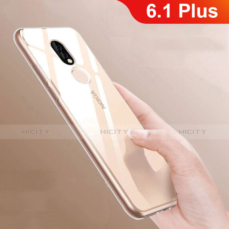 Custodia Silicone Trasparente Ultra Slim Morbida per Nokia 6.1 Plus Chiaro