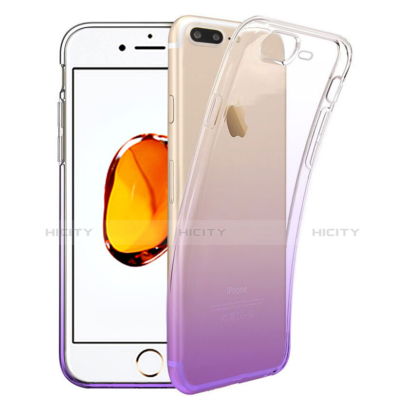 Custodia Silicone Trasparente Ultra Slim Morbida Sfumato per Apple iPhone 7 Plus Viola