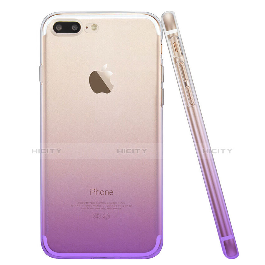 Custodia Silicone Trasparente Ultra Slim Morbida Sfumato per Apple iPhone 7 Plus Viola