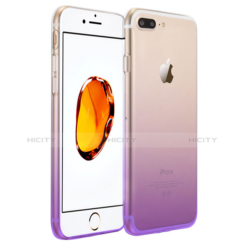 Custodia Silicone Trasparente Ultra Slim Morbida Sfumato per Apple iPhone 7 Plus Viola