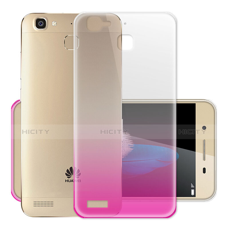 Custodia Silicone Trasparente Ultra Slim Morbida Sfumato per Huawei G8 Mini Rosa Caldo