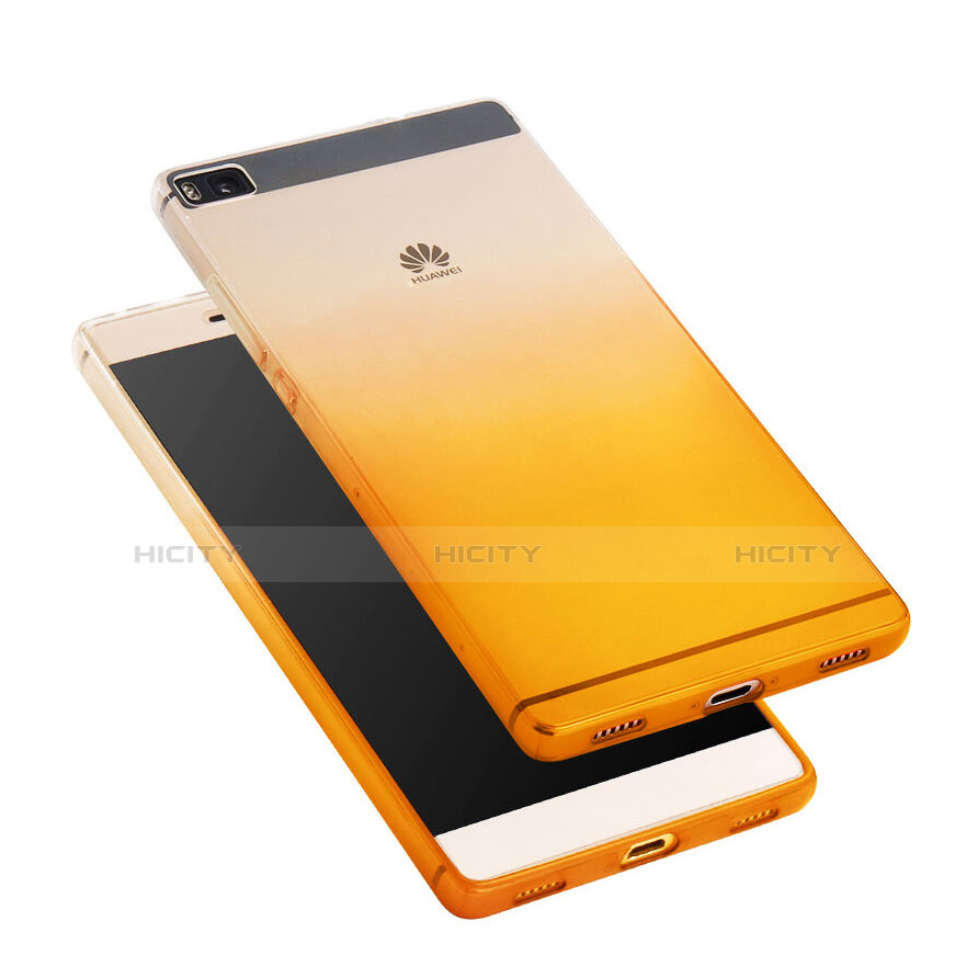 Custodia Silicone Trasparente Ultra Slim Morbida Sfumato per Huawei P8 Giallo