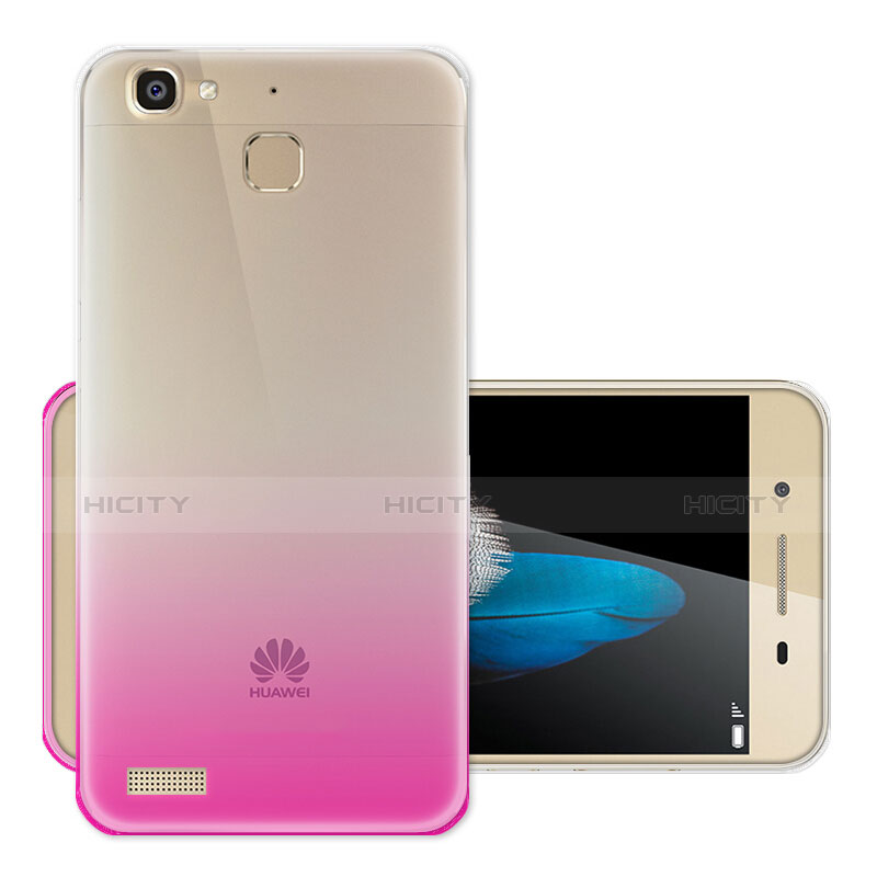 Custodia Silicone Trasparente Ultra Slim Morbida Sfumato per Huawei P8 Lite Smart Rosa Caldo