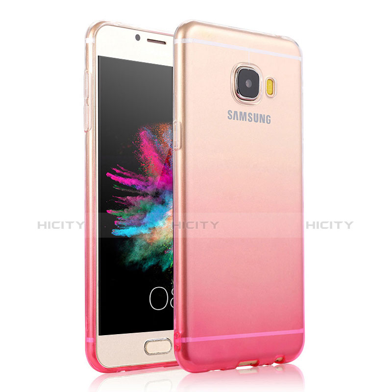 Custodia Silicone Trasparente Ultra Slim Morbida Sfumato per Samsung Galaxy C9 Pro C9000 Rosa