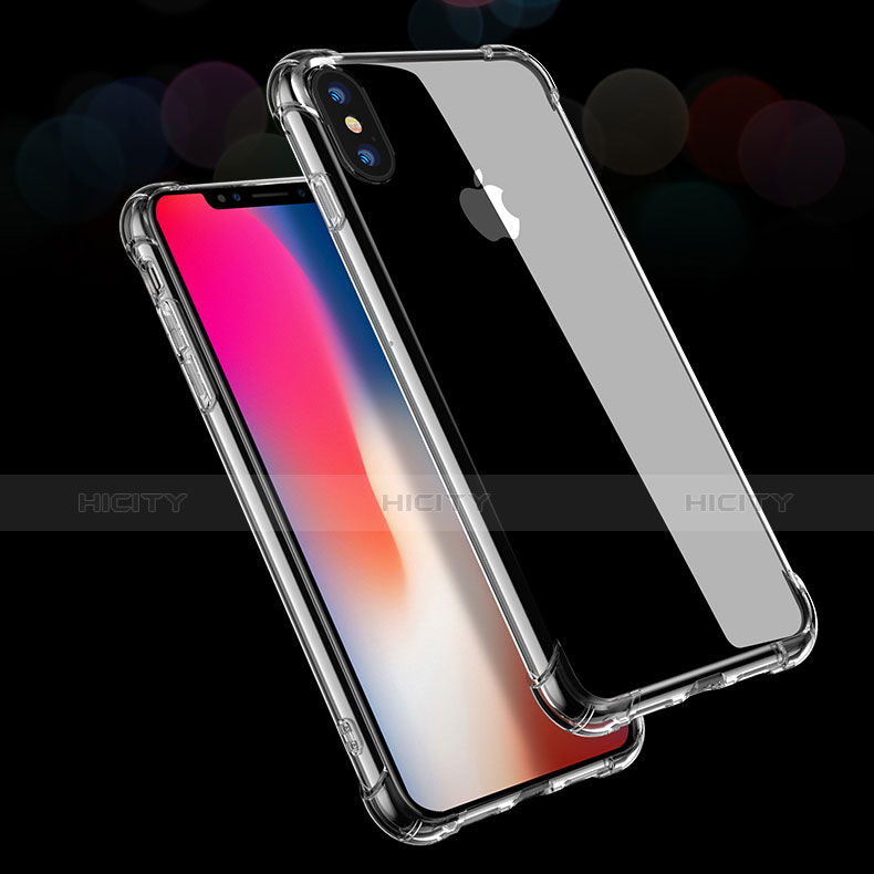 Custodia Silicone Trasparente Ultra Slim Morbida T02 per Apple iPhone X Chiaro