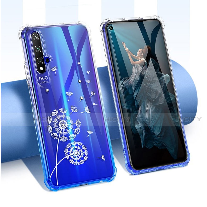 Custodia Silicone Trasparente Ultra Sottile Cover Fiori per Huawei Honor 20 Multicolore