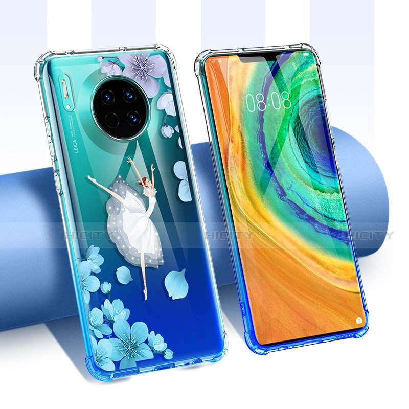 Custodia Silicone Trasparente Ultra Sottile Cover Fiori per Huawei Mate 30 Pro